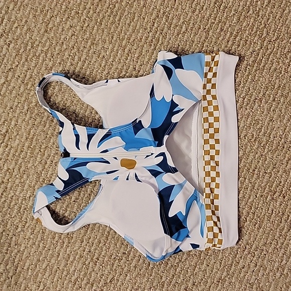 Walk on Beach Blue Floral Swimsuit Bikini Size Medium - Picture 4 of 7